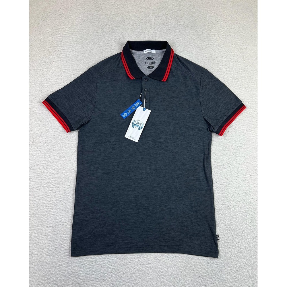LEG3ND Polo Shirt Mens Medium Black Golf Quick Dry Stretch Moisture Wicking